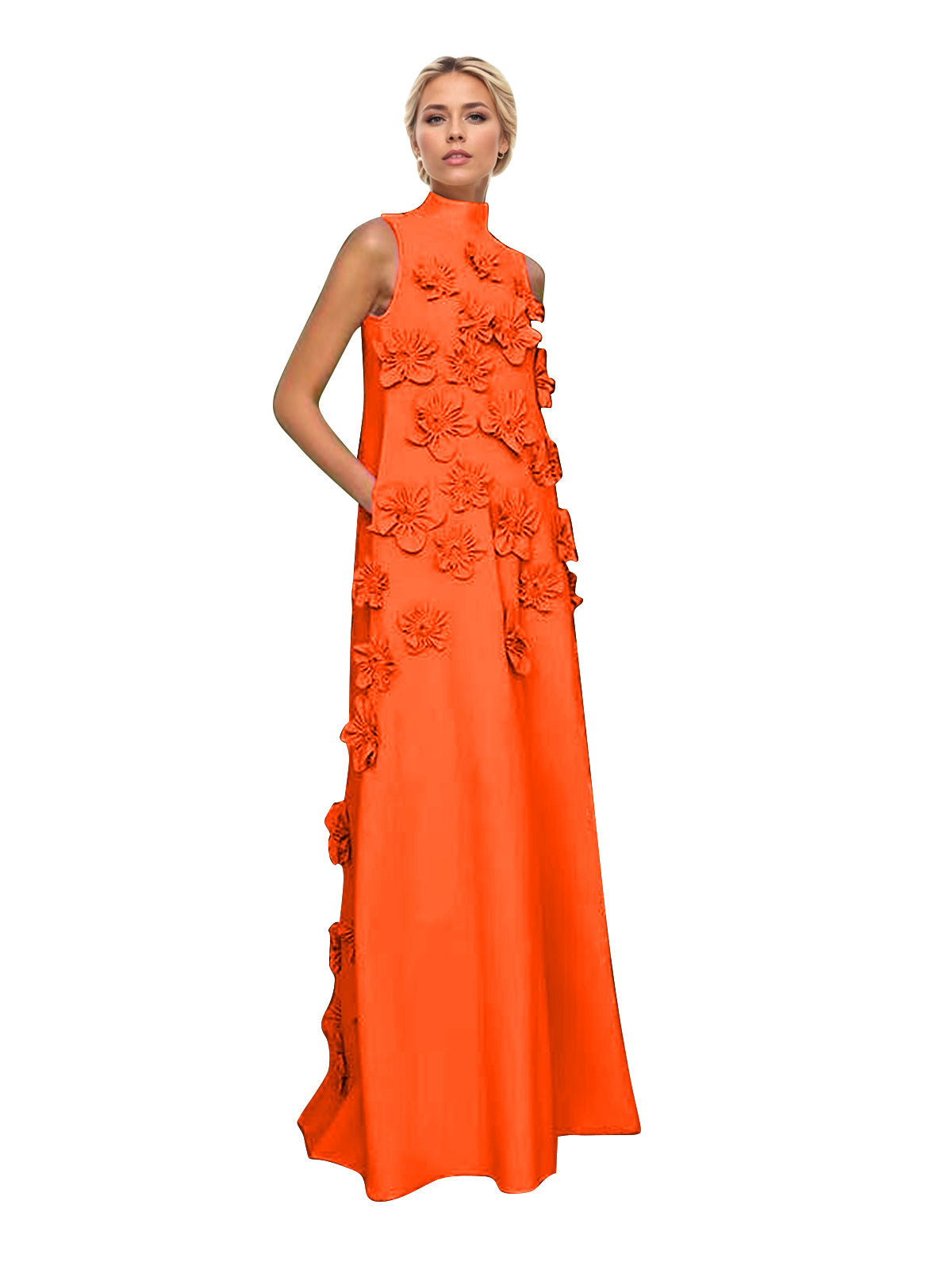 Onions Purple Rose Flower Maxi Dress