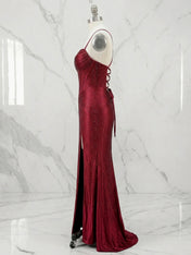Sweetheart Beaded Corset Long Prom Dresses with Slit