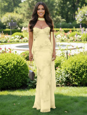 Spaghetti Straps Floral Embroidered Corset Mermaid Long Prom Dress