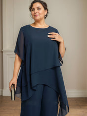 Separates Jumpsuit/Pantsuit Scoop Ankle-Length Chiffon Mother of the Bride Dress