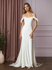 White Mermaid Convertible Crepe Back Satin Dress