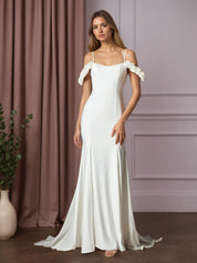 White Mermaid Convertible Crepe Back Satin Dress
