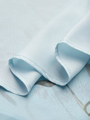 Light Blue Floral Ruched Chiffon One Shoulder Sleeveless A Line Maxi Dress