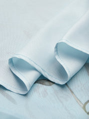 Light Blue Floral Ruched Chiffon One Shoulder Sleeveless A Line Maxi Dress