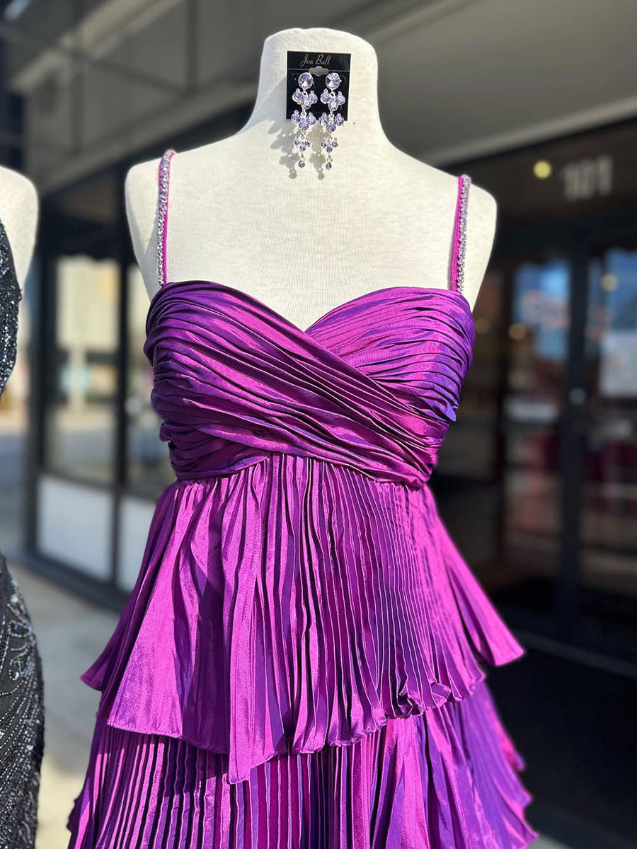 Pleated Tiered Ruffle Prom Dress with Sweetheart Bodice