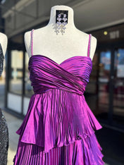 Pleated Tiered Ruffle Prom Dress with Sweetheart Bodice