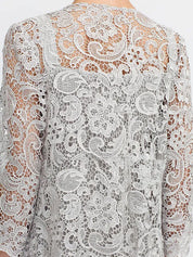 Ensemble 3 pièces en mousseline de soie avec col carré et veste pour mère de la mariée 