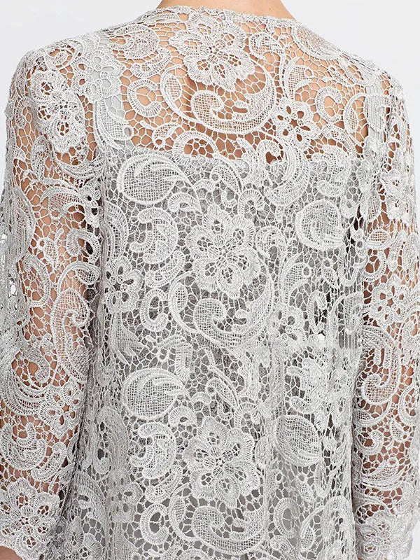 Ensemble 3 pièces en mousseline de soie avec col carré et veste pour mère de la mariée 