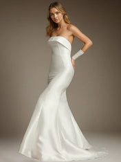 White Mermaid Strapless Bow Wedding Dress