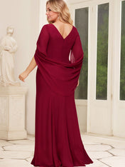 Trumpet/Mermaid Boat Neck Floor-Length Chiffon Mother of the Bride Dress With Pleated