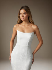 White Mermaid Off The Shoulder Floral Jacquard Wedding Dress