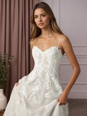 White Ball-Gown Strapless Lace Wedding Dress