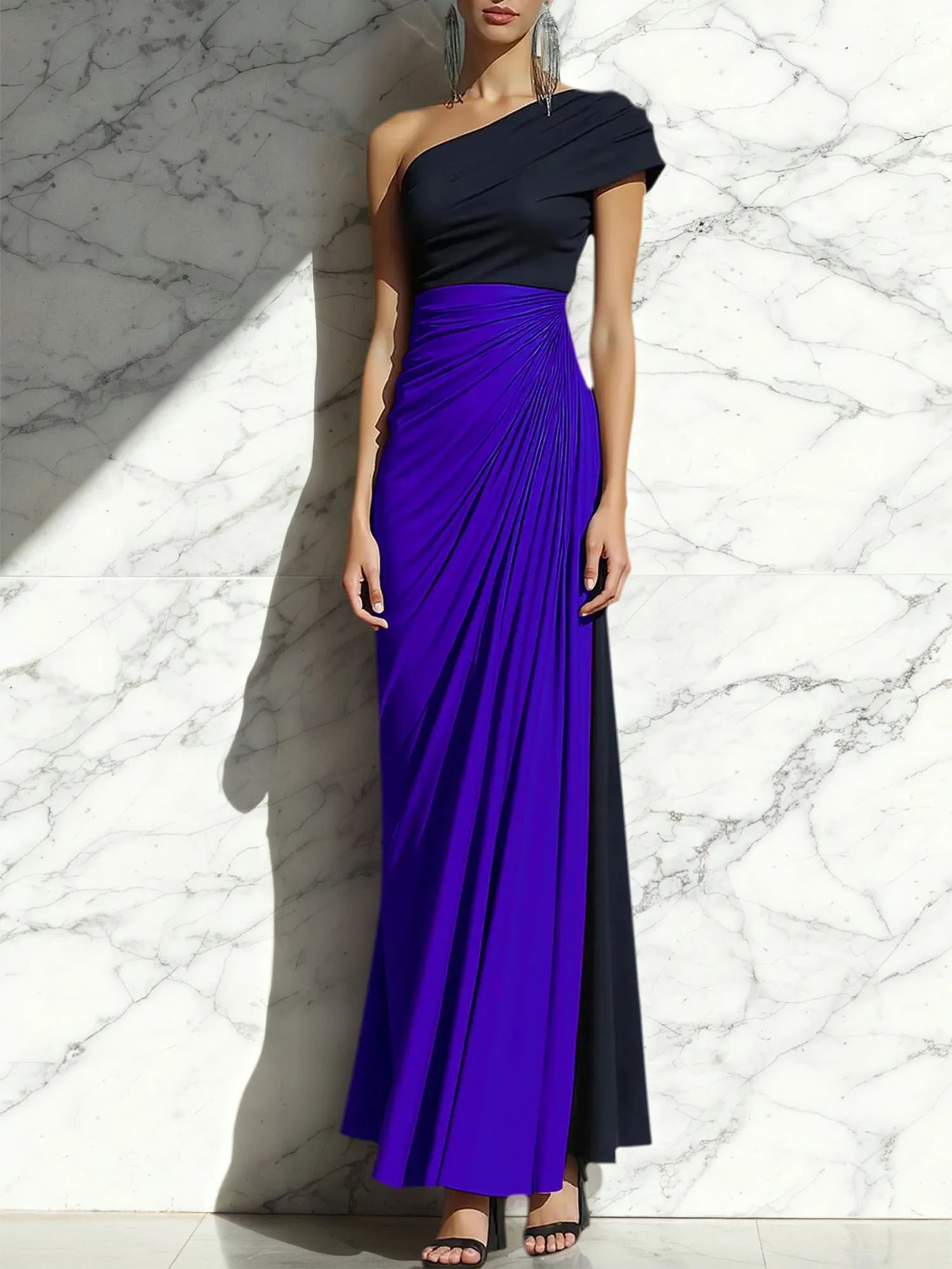 Sheath One Shoulder Ruched Maxi Formal Dress