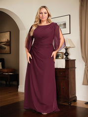 Sheath/Column Scoop Floor-Length Chiffon Mother of the Bride Dress With Pleated Beading