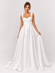 Elegant Square Neckline Satin A-Line Wedding Dress with Chapel Train