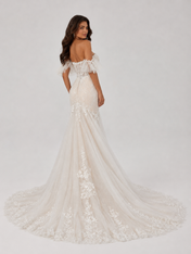 Elegant Off-the-Shoulder Corset Lace Mermaid Wedding Dress with Ruffled Sleeves and Chapel Train