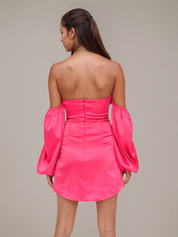 Cute Pink  Long-sleeves Bow Homecoming Dresses To Impress
