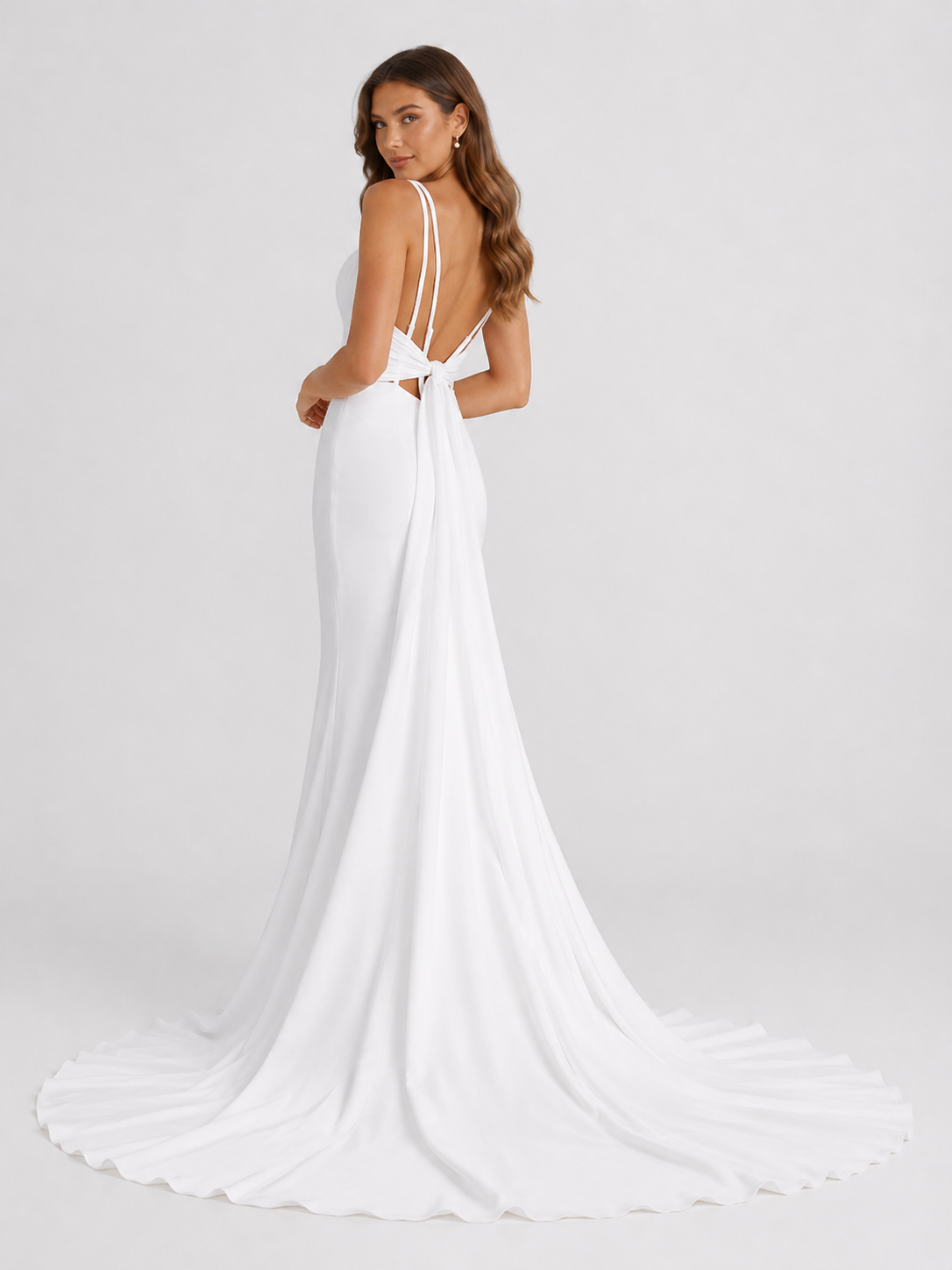 Elegant Sweetheart Satin Mermaid Wedding Dress with Spaghetti Straps and Chapel Train