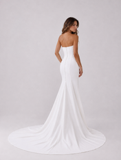 Elegant Strapless Corset Satin Mermaid Wedding Dress with Chapel Train