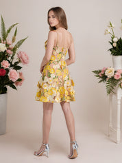 A-Line 3D Floral Short Purple Homecoming Mini Dress
