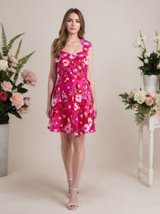 A-Line 3D Floral Short Purple Homecoming Mini Dress