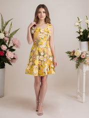 A-Line 3D Floral Short Purple Homecoming Mini Dress