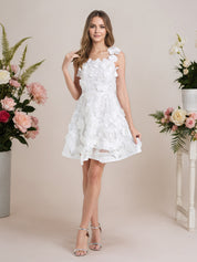 A-Line 3D Floral Short Purple Homecoming Mini Dress