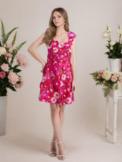 A-Line 3D Floral Short Purple Homecoming Mini Dress