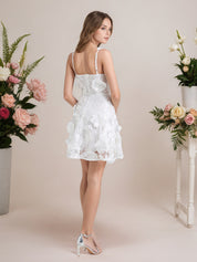 A-Line 3D Floral Short Purple Homecoming Mini Dress