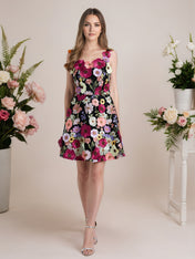 A-Line 3D Floral Short Purple Homecoming Mini Dress