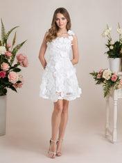 A-Line 3D Floral Short Purple Homecoming Mini Dress