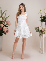 A-Line 3D Floral Short Purple Homecoming Mini Dress