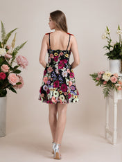 A-Line 3D Floral Short Purple Homecoming Mini Dress