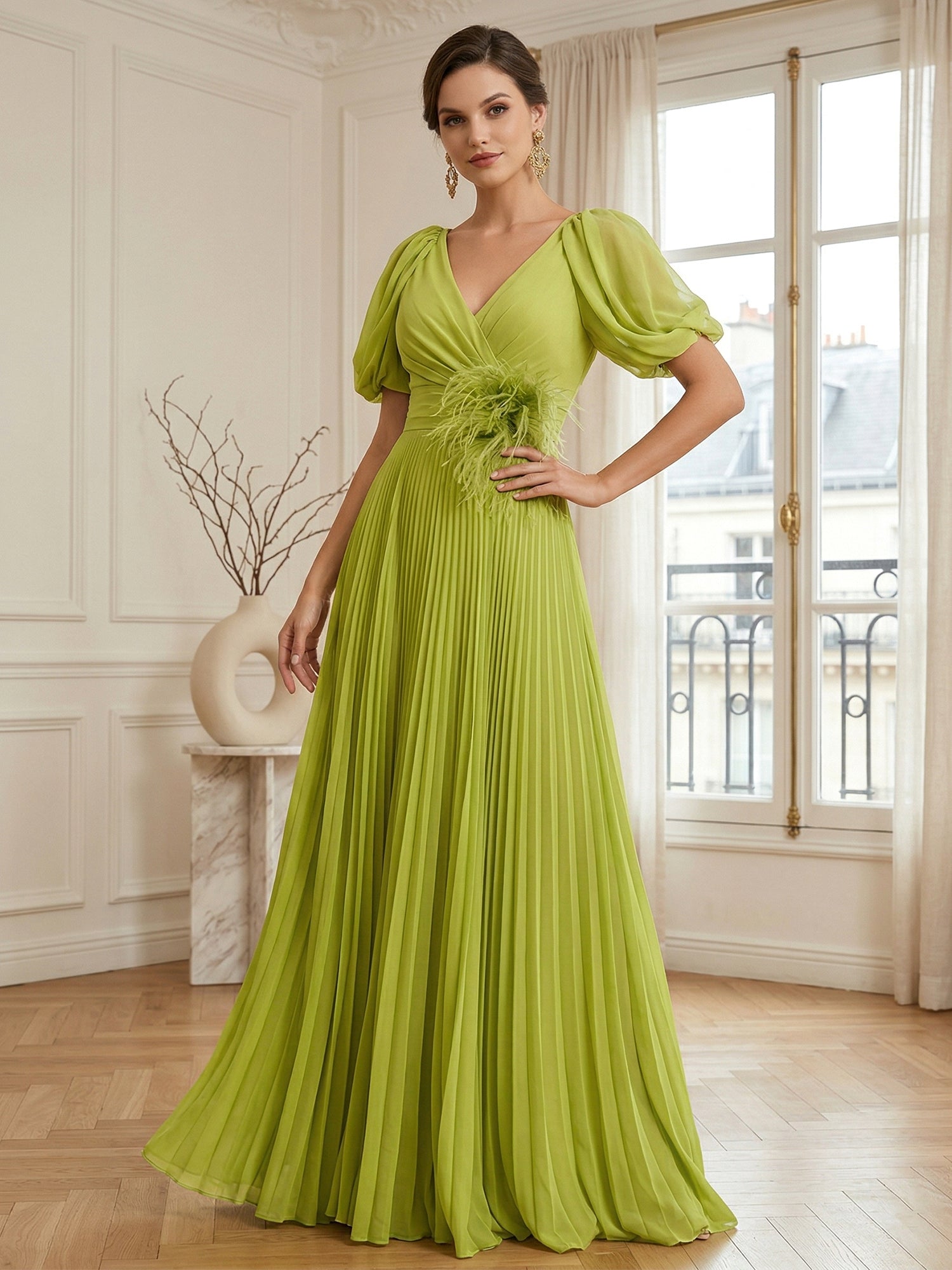 A-LineChiffonEveningGownwithFeatherV-NeckShortSleevesFormalDress_2.jpg