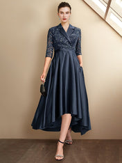 Sheath/Column V-Neck Tea-Length Mother of the Bride Dresses