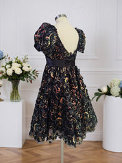 A-Line Short Tulle Homecoming Dress With Bowknot