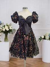 A-Line Short Tulle Homecoming Dress With Bowknot
