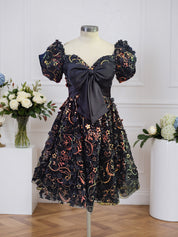A-Line Short Tulle Homecoming Dress With Bowknot