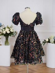 A-Line Short Tulle Homecoming Dress With Bowknot