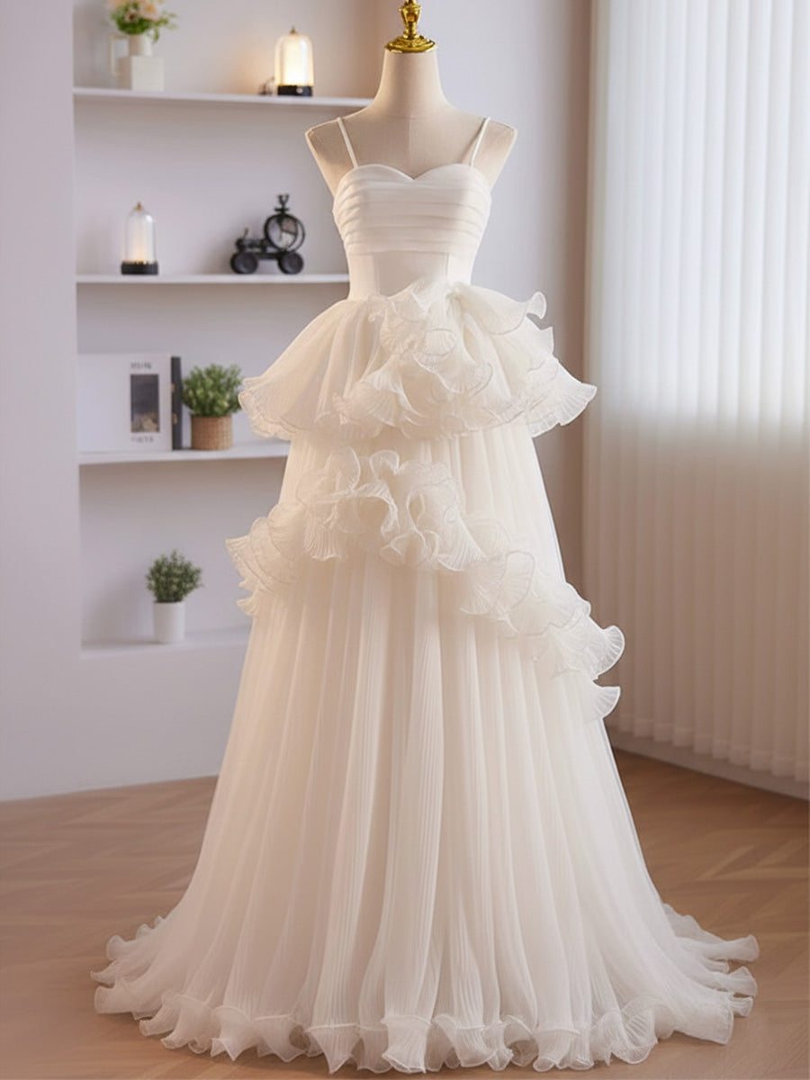 A-Line Ruffles Tiered Long Prom Dress