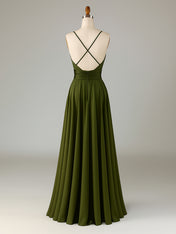 A-Line Sleeveless Long Bridesmaid Dress