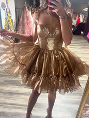 A-line Straps Sweetheart Short Homecoming Dress with Bow