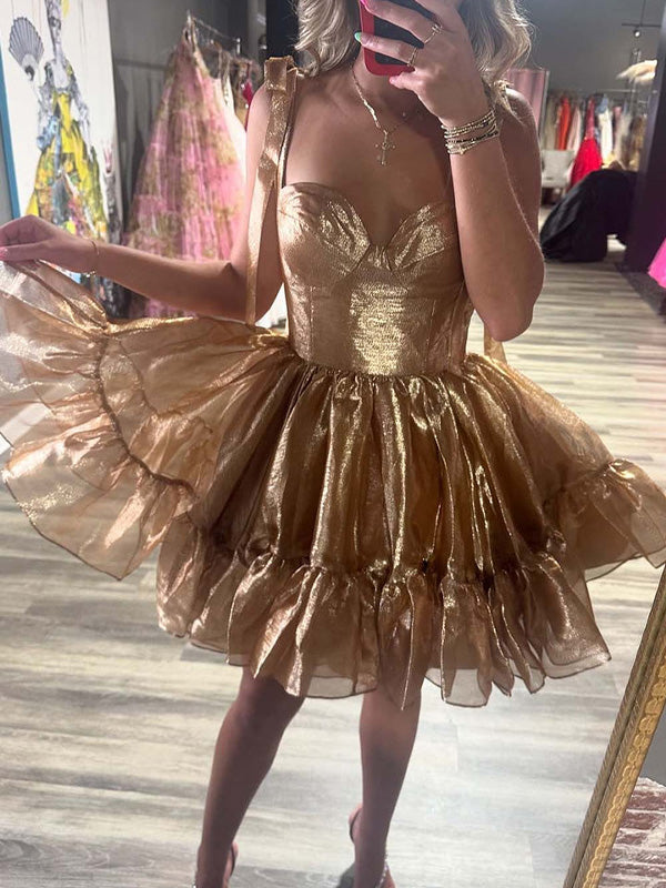 A-line Straps Sweetheart Short Homecoming Dress with Bow