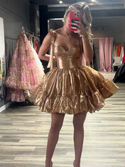 A-line Straps Sweetheart Short Homecoming Dress with Bow