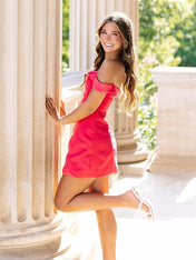 A Line Off the Shoulder Satin Short Homecoming Dress