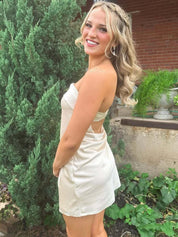 A Line Strapless Short Homecoming Party Dress