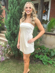 A Line Strapless Short Homecoming Party Dress