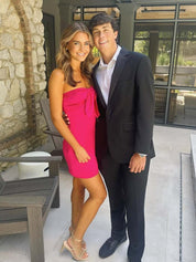 A Line Strapless Short Homecoming Party Dress wtih Bow