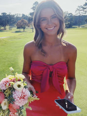 A Line Strapless Short Homecoming Party Dress wtih Bow