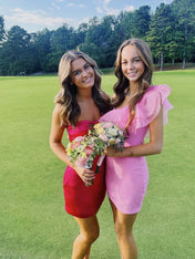 A Line Strapless Short Homecoming Party Dress wtih Bow